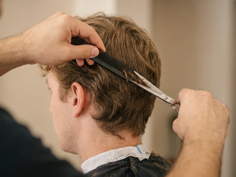 Scissor-over-comb classic cut on longer hair