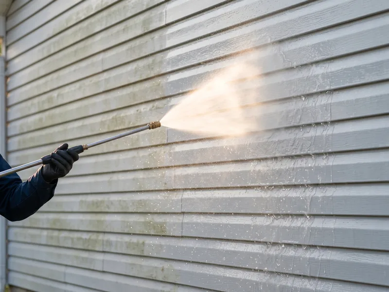 Low-pressure wash on house siding