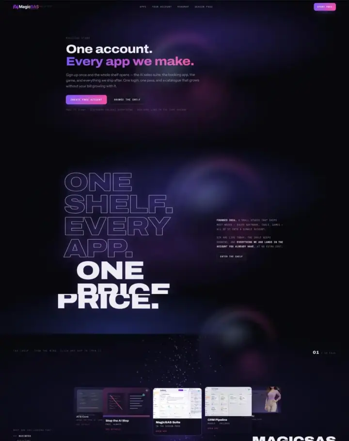 Homepage of magicsas.app, an AI sales assistant and CRM platform built by our team